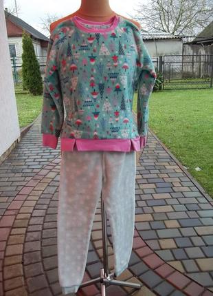 ( 8 - 9 лет ) детская флисовая пижама костюм теплый для девочк...