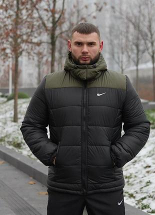 Зимова куртка європейка хакі-чорна