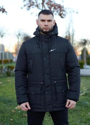 Парка зимова "nike" чорна