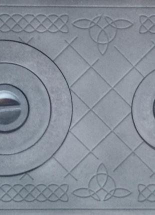 Плита чугунная на 2 конфорки с узором "Булат" 710х410 мм
