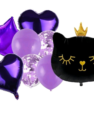 Фотозона Чорна кішка з фольгованими кульками