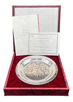 Коллекционная серебряная тарелка franklin mint "колядка", 1972...