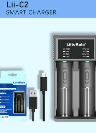 Двухканальное Зарядное устройство Liitokala Lii-C2/Type-c/Li-ion