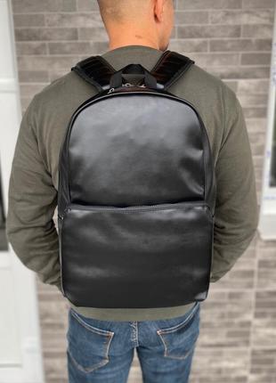 Чорний рюкзак портфель чоловічий жіночий екошкіра town style