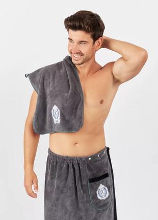 Килт и полотенце - мужской подарочный набор для бани и сауны и...
