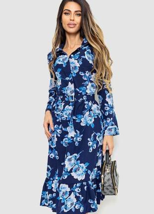 Платье с цветочным принтом, цвет темно-синий, 230r040-1