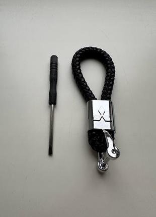 Брелок для ключів шкіряний косичка Mitsubishi екошкіра чорний
