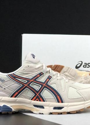 Asics gel-kahana 8 бежевые с оранжевым кроссовками женские кож...