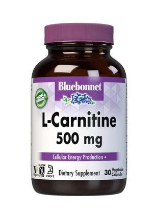 Жироспалювач Bluebonnet L-Carnitine 500 mg, 30 вегакапсул