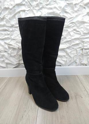 Женские зимние замшевые сапоги черные размер 39