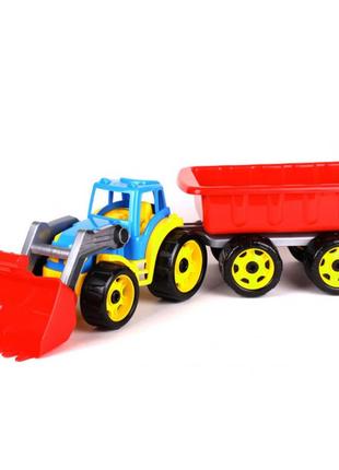 Игрушечный трактор с ковшом и прицепом 3688txk, 2 цвета