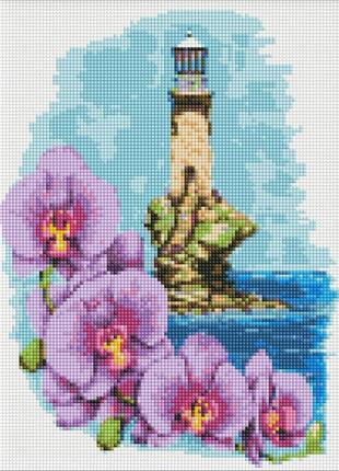 Алмазная мозаика "маяк с орхидеями" ©анна кулик идейка amo7622...