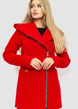Пальто женское кашемир с капюшоном на молнии 2 цвета 186r241аг