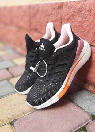 Adidas eq 21 run черные с пудрой кроссовки женские текстиль се...