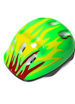 Шлем защитный для детей и подростков black fire салатовый с ог...