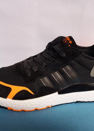 Кроссовки мужские черные с оранжевыми вставками Adidas Jogger