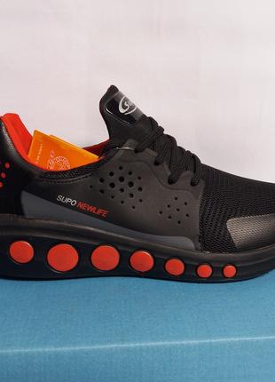 Кросівки чоловічі чорні з червоним Nike Supo Newlife