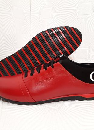 Мужские спортивные туфли кожаные ,красные.41 размер.