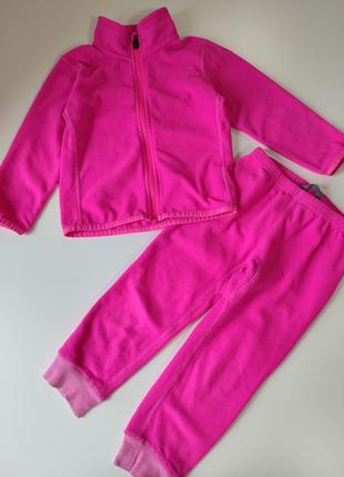 Флисовый розовый набор брюк кофта на замке флис зима поддева к...