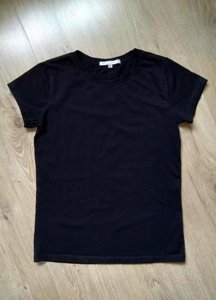 Базова чорна бавовняна футболка wo.t.wo.y / пряма футболка кот...