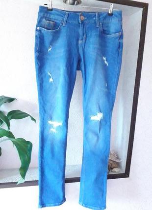 River island женские голубые рваные джинсы скинни 12 узкие