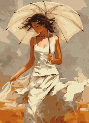 Картина по номерам Девушка с зонтиком Идейка 40 х 50 KHO8365