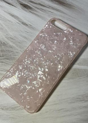 Чехол мрамор розовый iphone 7+, 8+
