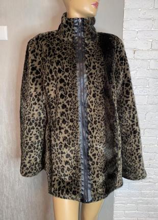 Шуба шубка у леопардовый принт двусторонняя куртка на меховой ...