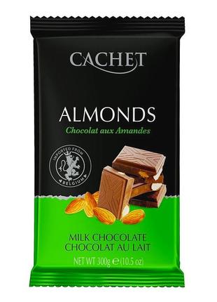 Шоколад молочний Cachet 32% какао з мигдалем 300 г