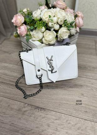 Женская качественная сумочка, стильный клатч из эко кожи белая