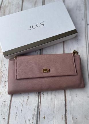 Женский кожаный кошелек портмоне jccs пудра