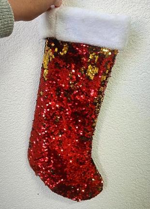 Декоративний новорічний чобіт для подарунків різдвяний носок