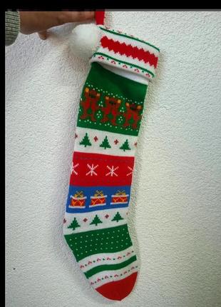 Новогодний декор, рождественский носок для подарков