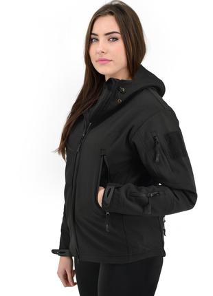 Тактическая женская куртка Eagle Soft Shell с флисом BlackКурт...