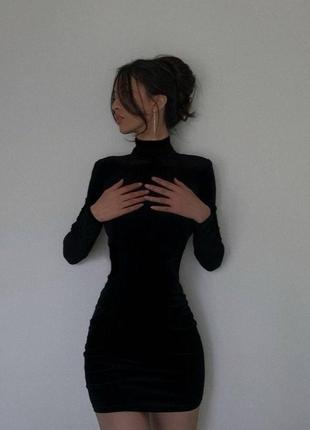 Короткое чёрное платье Чёрное платье мини Облегающее платье ми...