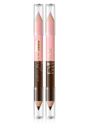 Двойной карандаш для бровей eveline eyebrow pencil duo каранда...