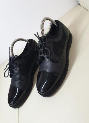 Ботинки туфли bally оригинал лакированная кожа цигейка черевик...