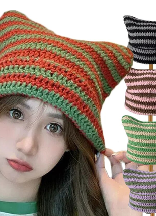 Дизайнерские женские шапки y2k бини harajuku кошачьими ушками