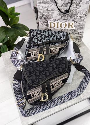 Сумка Dior сідло текстиль з написом