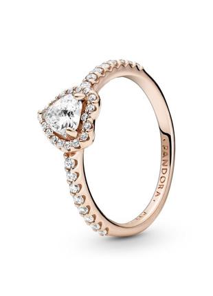 Серебряная кольца pandora rose «блестящее прозрачное сердце»