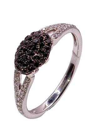 Кольцо бриллианты 0,33ct чёрные белые діамант белое золото 585...