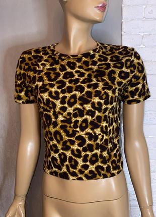 Трикотажная блуза футболка у леопардовый принт