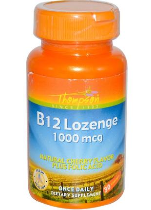 Витамин B12 Thompson B12 1000 mcg, 30 Lozenges (Cherry)
