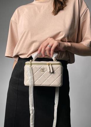 Женская сумка classic beige lambskin pearl crush vanity bag