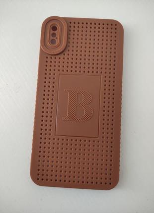 Чехол коричневый для на iphone xs max силикон новый