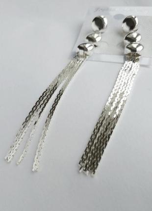 Сережки срібні довгі цепочки ланцюжки цвяхи гвоздики