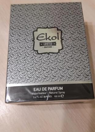 Парфумерна вода чоловіча ekol limited edition grey, стійка юнайс