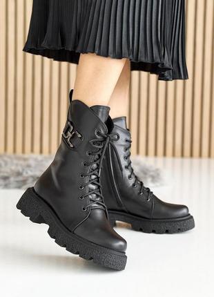 Женские ботинки кожаные зимние черные marsela 730