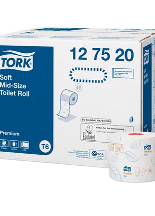 Туалетная бумага TORK Mid-size в миди рулонах, мягкая (Premium...