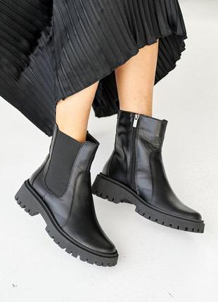 Женские ботинки кожаные зимние черные comfort 16